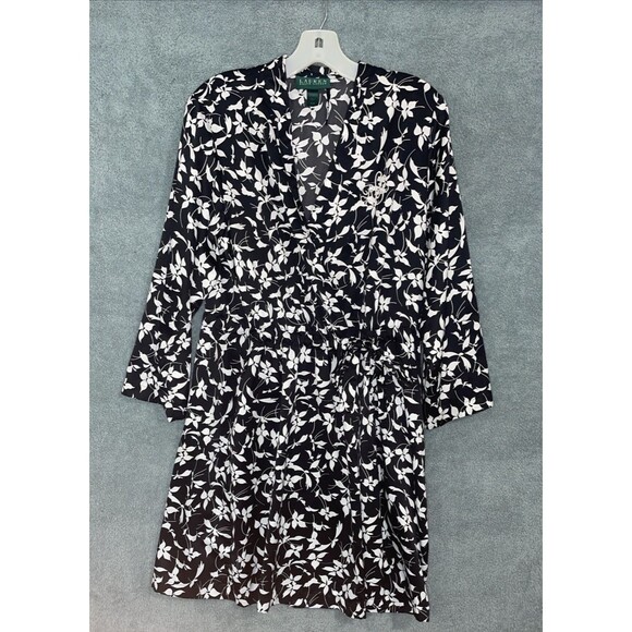 Lauren Ralph Lauren Womens Floral Wrap Dress Size Medium Career Office Church - Picture 1 of 9
